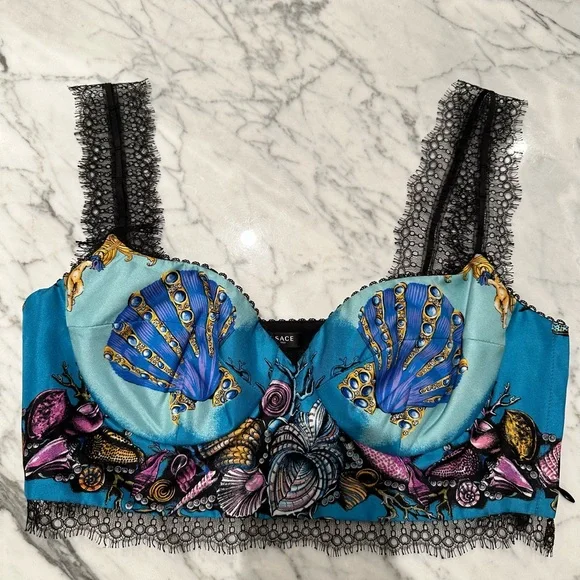 Versace Trésor De La Mer Print Bralette Top - Picture 8 of 10